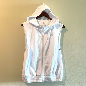 Lorna Jane Zip Up Vest Womens Size Small White Hoodie Sleeveless Jacket Gym